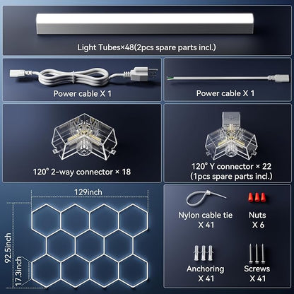 MODERN 11 Hexagon LED Garage Light, Ultra-Bright 6500K Natural White, 11 Grids - Image 5
