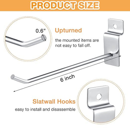 Moxweyeni 100 Pcs Heavy Duty Slatwall Panel Hooks Hanging Metal Slat Wall - Image 2