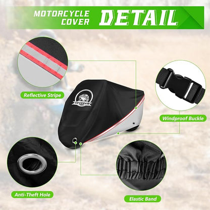 COVERVIN Motorcycle Cover, All Weather Outdoor Waterproof Night Protection - Image 5