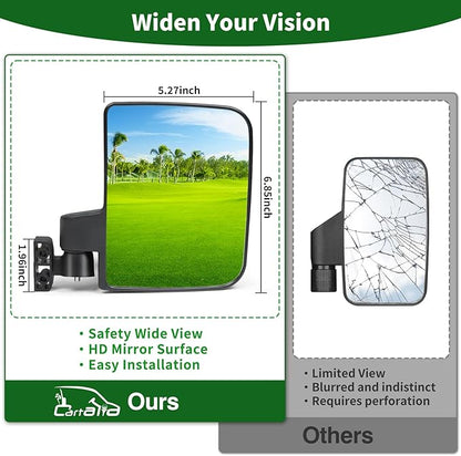 Golf Cart Side Mirrors No Drilling, Universal Folding Rear View Mirror - Image 3