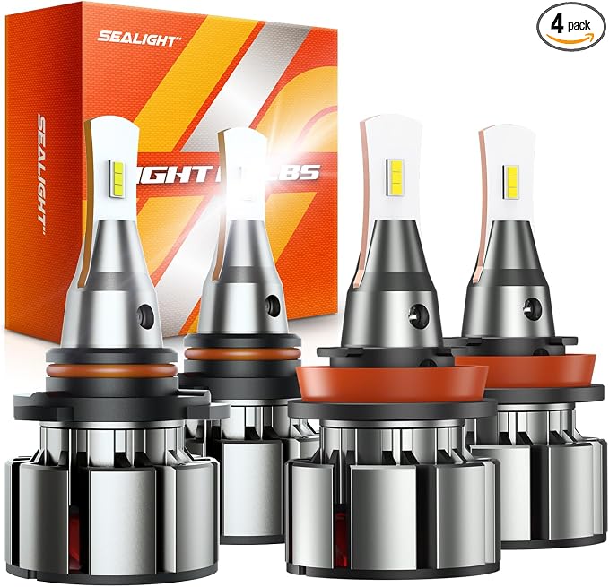 SEALIGHT 9005 H11 Bulbs Combo, 72000LM 800% Brightness 9005/HB3 High H11 High by SEALIGHT