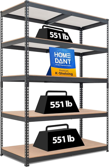 HOMEDANT 5 Tier Laminated Boltless Heavy Duty Garage Storage Adjustable Wide by TheBestOrganizingSolution