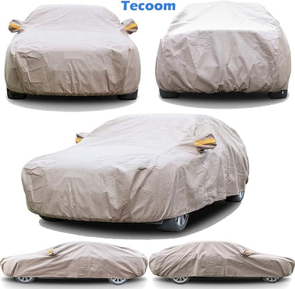 Tecoom Thick Shell Car Cover Super Breathable-Waterproof Windproof Snow Sun - Image 4