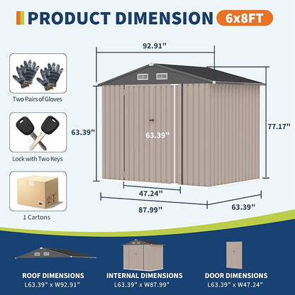 6x8x6.4 FT Outdoor Storage Sheds - Image 2