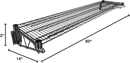 14" x 60" Black Epoxy Wire Wall Mount Shelf - Image 2
