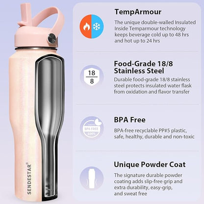 SENDESTAR 32oz Stainless Steel Water Bottle, Double Wall Vacuum Insulated Bottle - Image 3