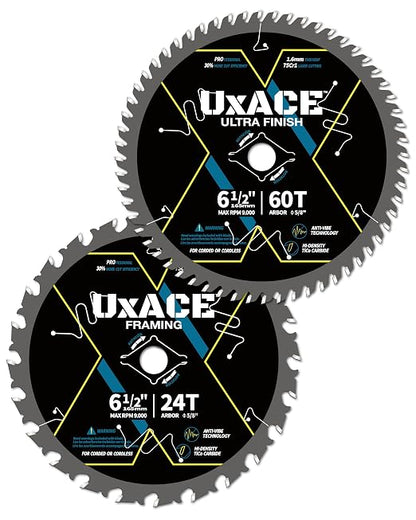6-1/2-Inch 24&60-Tooth Circular Saw Blade by UXACETOOLS