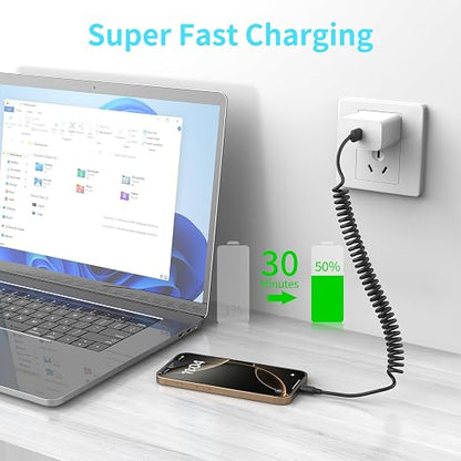 Coiled USB C Cable for Car 2Pack 3ft, USB to USBC Coiled Cord for iPhone 16 15 - Image 4