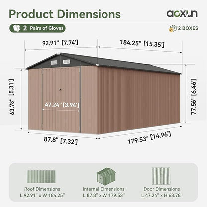 Aoxun 8 x 15FT Outdoor Storage Shed - Image 8