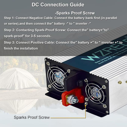 WZRELB 3500W Pure Sine Wave Inverter, Car Power Inverter 72V DC to 110V 120V AC - Image 5