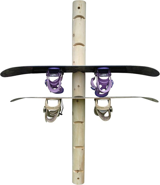 7-Place Wall-Mounted Snowboard Log Rack, Wakeboard Racks, Skateboard Holder by LogKayakRack