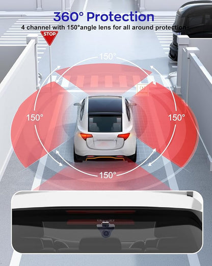 4K Dash Cam 360° View, 4 Channel Front and Rear Dash Camera - Image 9