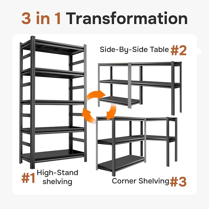 88" H Garage Shelving 5 Tier Storage Shelves Heavy Duty 3800LBS Adjustable - Image 6