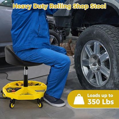 Mechanic Stool, 350 LBS Capacity Rolling Shop Stool - Image 8