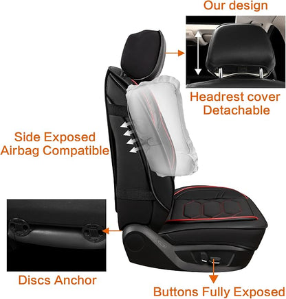Pariitadin Leather Car Seat Covers Front Pair, Waterproof Faux Leather Seat - Image 5