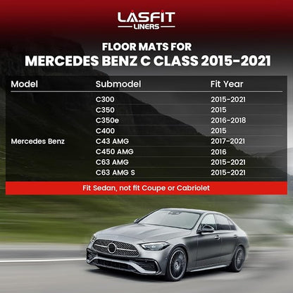 LASFIT Floor Mats for Mercedes Benz C Class 2021 2020 2015-2019 C300 / C350 / - Image 6