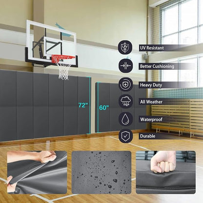 PROGOAL 60"/72" High Gym Wall Padding 2"/4" Thick Foam Basketball Court Wall - Image 4