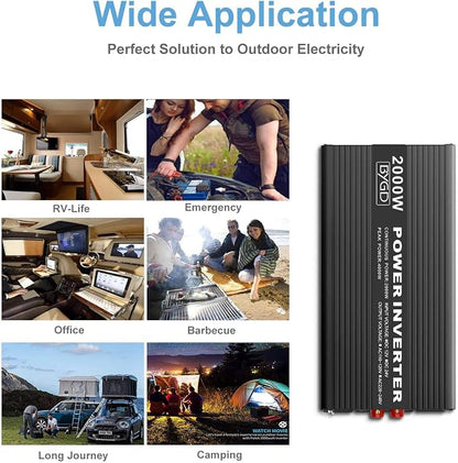 BYGD 2000W Power Inverter 12V DC to 110V AC Inverter Converter - Image 3