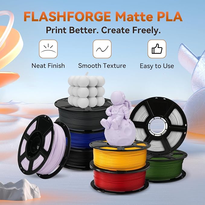 FLASHFORGE PLA Filament 1.75mm +/- 0.02mm, Matte Purple 3D Printer Filament 1kg - Image 2