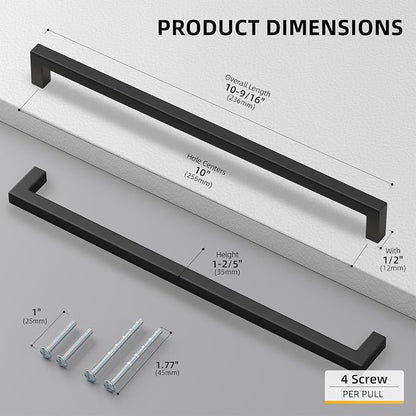 goldenwarm 150 Pack 10 Inch Black Cabinet Handles Matte Black Drawer Pulls - Image 2