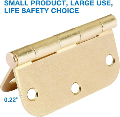 3 Pack Round Door Hinges 3-1/2" x 3.5 inch, 5/8 Radius, Brushed Brass 3 ½ Inch - Image 4