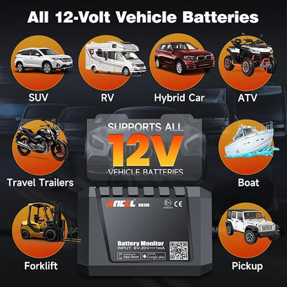 ANCEL BM300 12V Battery Monitor, Cranking System Test & Alarm - Image 8