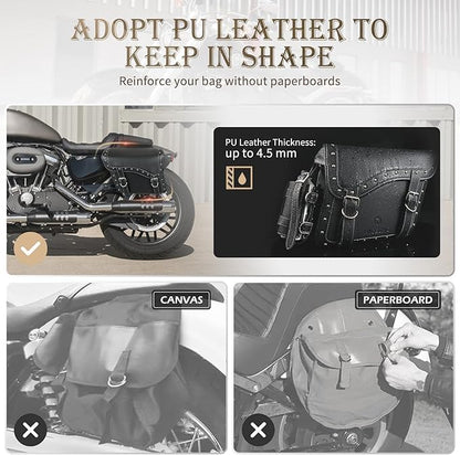NICECNC Motorcycle Saddle Bags, PU leather Motorcycle Saddlebags, Reinforced - Image 3