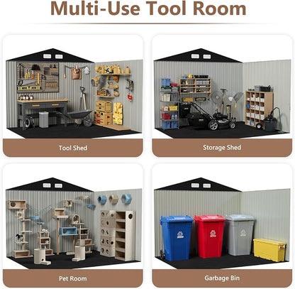 10x12 FT Outdoor Storage Shed, Metal Tool Sheds, Waterproof Outside Storage Shed - Image 8
