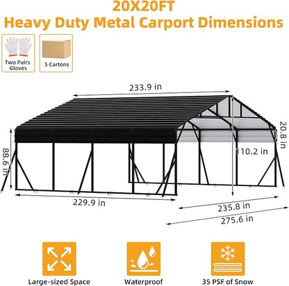 20' x 20' Heavy Duty Metal Carport - Image 2