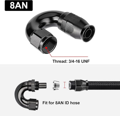EVIL ENERGY 8AN 180 Degree PTFE One Piece Full Flow End Hose Fitting Aluminum - Image 4