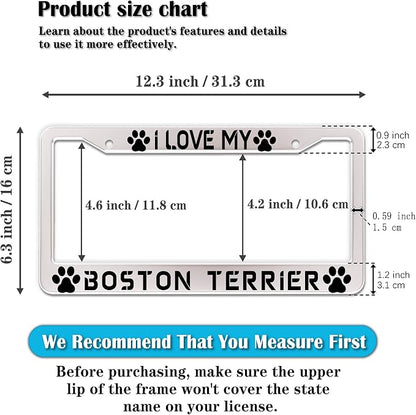 License Plate Holder Black and White License Plate Frames I Love My Boston - Image 2