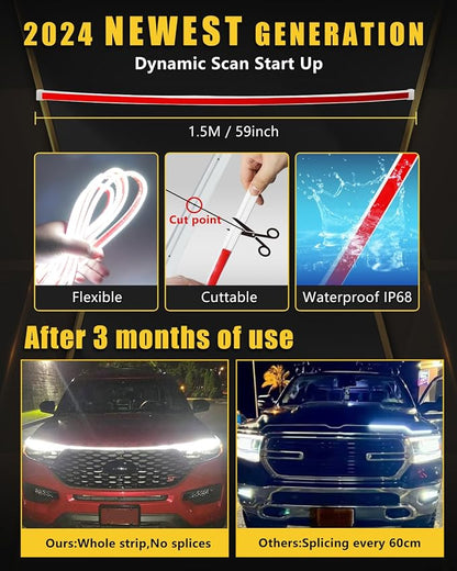 YM E-Bright Led Hood Light Strip Exterior Car Led Strip Light Waterproof - Image 2