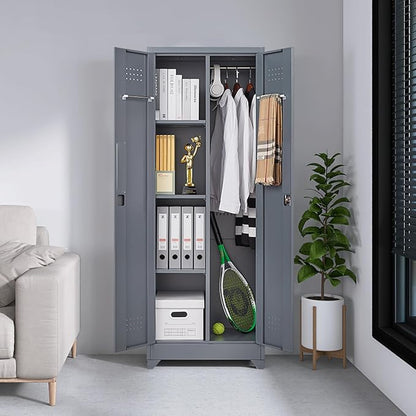 GREATMEET 65" Broom Storage Cabinet, Metal Utility Closet - Image 8