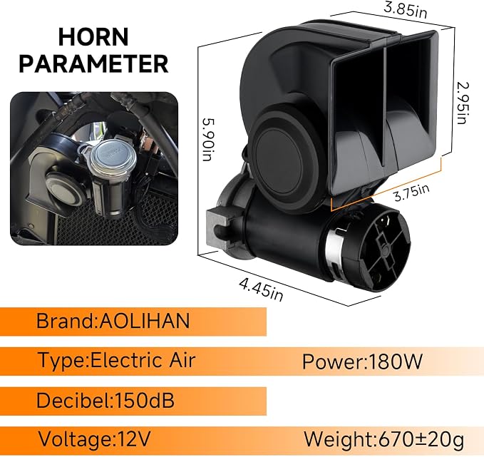 Air Horn for Truck, Super High Pitched Train Horn for Car, Waterproof Snail - Image 3