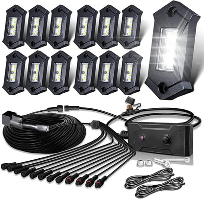 R3 White LED Rock Lights Kit 12PCS by LEDMIRCY