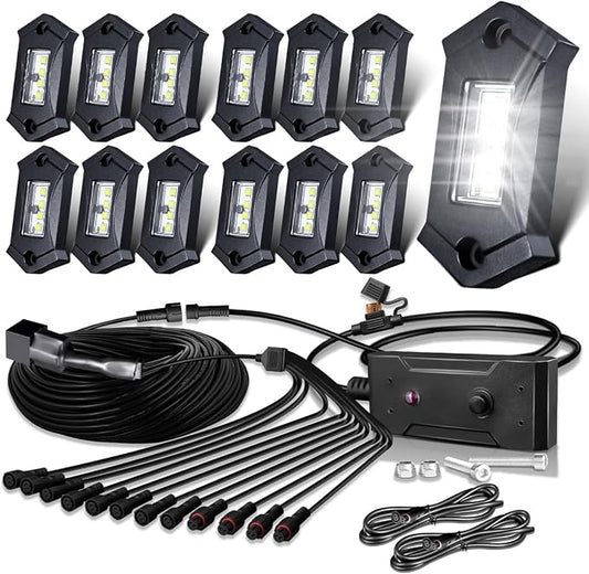 R3 White LED Rock Lights Kit 12PCS by LEDMIRCY