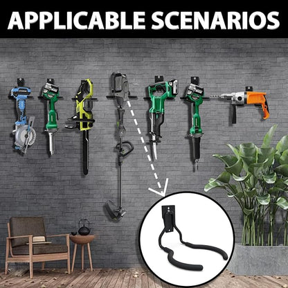 3-H Weed Eater Hanger 2 Pack, 2 Large Garage Wall Hooks, 1 Extension Strap - Image 4