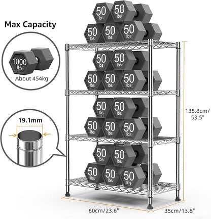 1000 lbs Storage Shelving 4-Tier Utility Shelving Unit Steel Organizer Wire Rack - Image 3