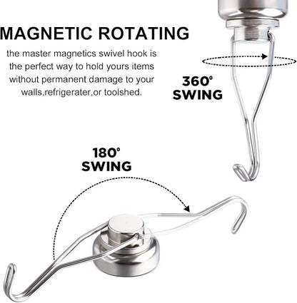 MIKEDE Magnetic Hooks Heavy Duty, 60 lb+ Strong Swivel Swing Neodymium Magnetic - Image 3