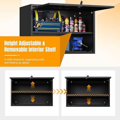 Metal Wall Storage Cabinet Adjustable Shelf 22'' Tall Steel Garage Wall Mounted - Image 4