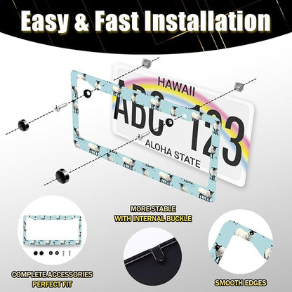 Cute Sheep License Plate Frame Animals License Plate Holder Stainless Steel - Image 7