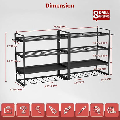 NINAT Heavy Duty 4-Tier Wall Mount Tool Organizer Rack - Image 2