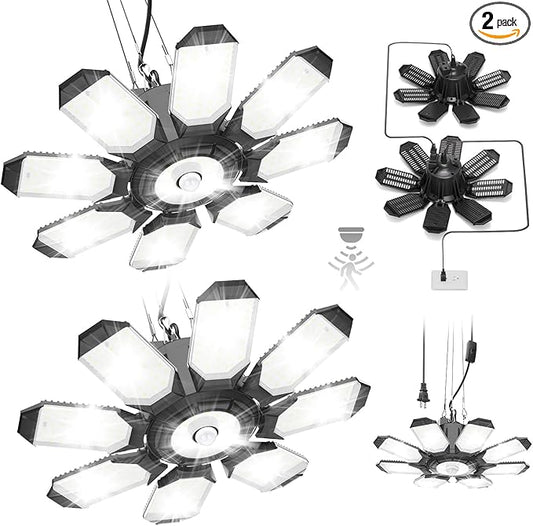 TANBABY 2 Pack Motion Sensor Garage Light, Deformable Garage Lights Ceiling LED by Tanbaby