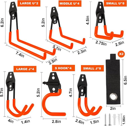 Garage Hook Heavy Duty Wall Storage Hangers, 32 Pack Garage Storage Hooks Steel - Image 2
