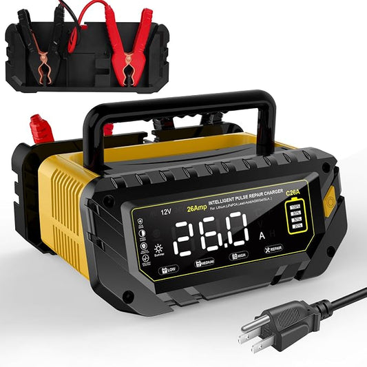 Battery Charger 0-26A 6V/12V/24V Lithium LiFePO4 Lead Acid, Fully Automatic Car by YHCHKJ