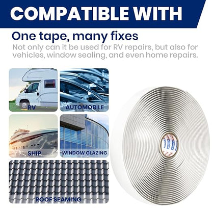 ADHES Premium Butyl Sealant Tape 1/2" x 30 'x 1/8", 2 Rolls Gray Butyl Rubber - Image 3