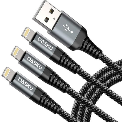 10 Ft iPhone Charger Cord 3Pack Long MFi Certified Lightning Cable 10 Feet by Dasku