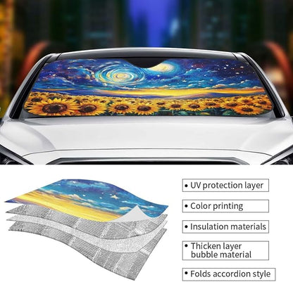 Vintage Sunflower Car Sun Shade Windshield Sunshade Foldable Front Window - Image 5