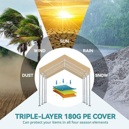 Rutile 10'x20' Carport Canopy ONLY Tent Garage Replacement Top Tarp Car Shelter - Image 6