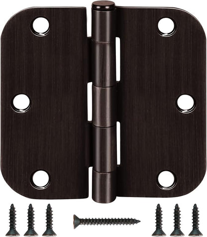 6 Pack Oil Rubbed Bronze Door Hinges 3.5" x 3 1/2 Inch Black Brushed Interior by TDCHINGES